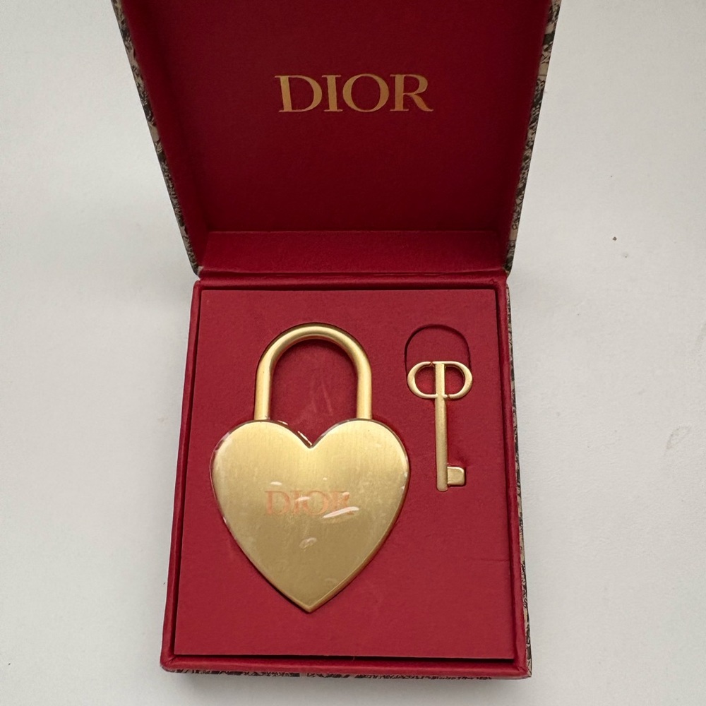 Dior Gold Heart Lock and Key Set